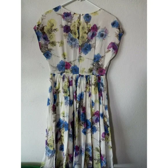 BODEN CECILY Special occasion DRESS WH597 SIZE US 4 Multi-color Floral NWT lined - Picture 5 of 7
